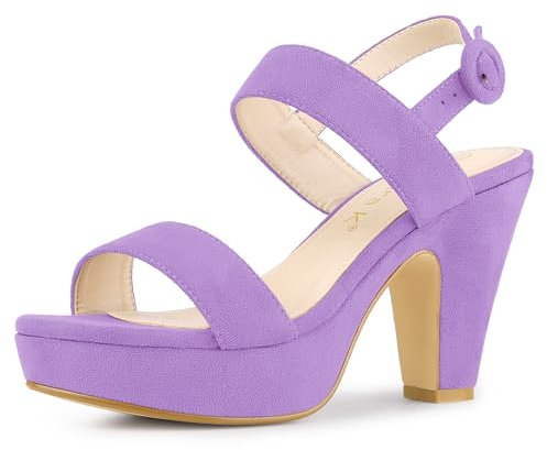 Allegra K Sandali da donna con tacco a blocco e plateau, Viola, 41 EU