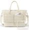 BAGSMART Puffer Reisetasche Groß 38l Sporttasche Damen Mit Schuhfach, Weekender Damen kliniktasche geburt Wasserabweisend HandgepäCk Tasche, 47*21*39cm Weiches Dickes StrapazierfäHiges Taslon, Beige