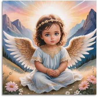 XHHOKA Vintage-Engel-Poster, niedlicher Engel, Baby, 1, dekoratives Leinwandbild, Wand- und Kunstposter, Gemälde, 30 x 30 cm