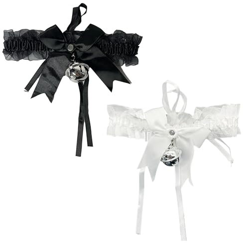 duoyif Gothic Spitze Choker 2Stk Punk Spitze Choker Mit Schleifen, Rock Choker Halsband Schwarz Weiß, Gothic Choker Halskette Für Damen Mädchen Karneval Weihnachten Maskerade (B Bogen)