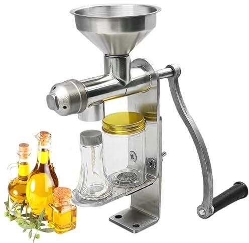 FAcoLL Pressa per Olio Manuale, panello di Olio di Noci e Semi per Uso Domestico, pressa a Freddo/Caldo in Acciaio Inossidabile, estrattore di Olio Commerciale per Noci, Semi di Lino, mandorle, Colza