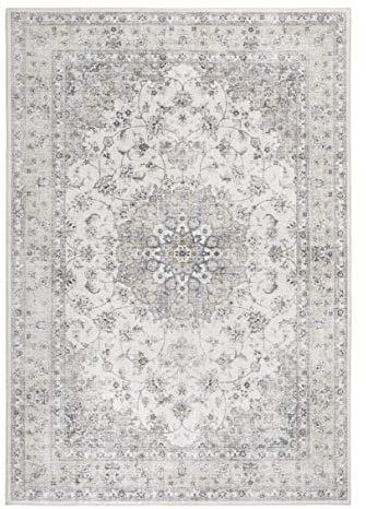 -LUXOR- living Teppich Wohnzimmer Prima im Vintage Design - Wohnzimmerteppich Teppich Kurzflor Digitaldruck in zeitlosem Design Creme 80 x 200 cm