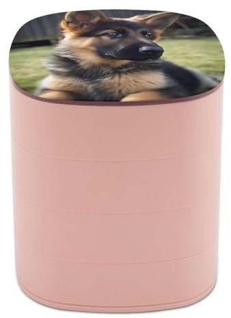 HKMNTGD Schmuckkästchen für Damen, deutscher Schäferhund, bedruckter Ohrringhalter, Organizer, drehbarer Schmuck-Organizer für Ohrringe, Halsketten, Armbänder, Ringe