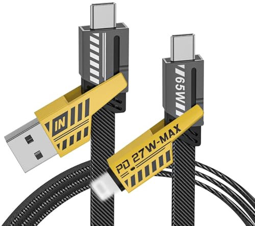 YOURKAY Cable de carga universal 4 en 1, 1,5 m, tipo C + 27 W PD, para iPhone, Android, Samsung, Huawei
