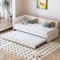 Fofetbfo Kinderbett Polsterbett 90x200 cm, Schlafsofa Tagesbett mit Ausziehbares Rollbett, Sofabett mit Lattenrost, Gästebett für Wohnzimmer Schlafzimmer, Ohne Matratze (Beige)