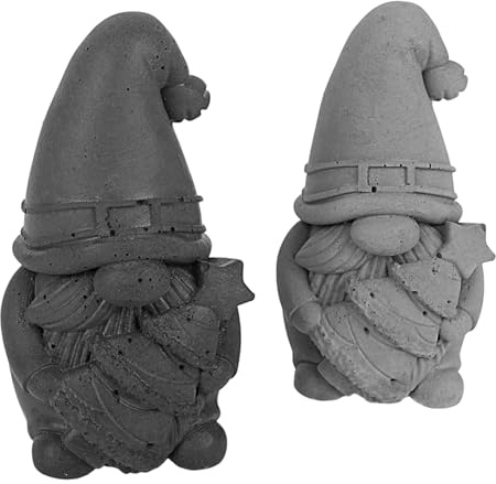 Handworkz | Knut - Wichtel mit Weihnachtsbaum aus Beton | dekorativ & hochwertig | Weihnachtsdeko | mit Filzfüßen | Zwerg | Das perfekte Geschenk! | Handarbeit - Made in Germany (Anthrazit & Grau)