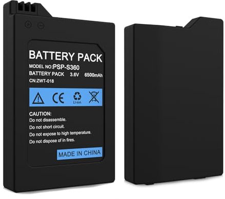 WAEUUKKPO Verbesserte Akku für PSP 2000/3000, 6500mAh Hohe Kapazität Batterie Li-Ion Ersatzakku für Sony PSP Slim & Lite 2000/3000 PSP-S110 Konsolen-Videospiele