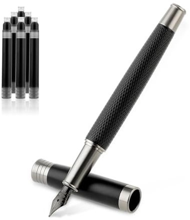 HJZHII Füllfederhalter mit 6 Stück Schwarze Tintenpatronen,Fountain Pen Füllfeder Griffix Füller Lami Füller Rechts Schönschreibfüller Füller Erwachsene Parker Füller für Gebrauch Geschenk