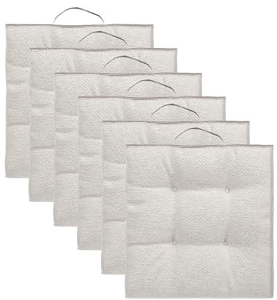 INSPINOVIA Outdoor Stuhlauflagen Stuhlkissen | Wasserabweisende Sitzkissen für Wohn- & Außenbereich | 2er, 4er & 6er Sets | Gartenkissen | Lounge Kissen | 4er Steppung | 40 x 40 cm (Creme, 6er Set)