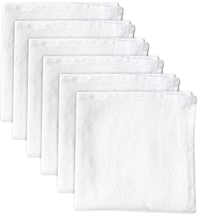 Linendo Leinenservietten, 100% reines Leinen, Weiße, 38 x 38 cm, 6 Stück, europäischer Flachs, Servietten aus Leinen, Waschbar Wiederverwendbar Stoffservietten