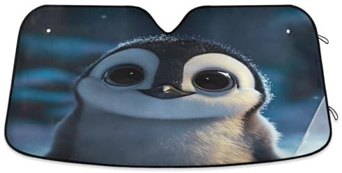 Windschutzscheiben-Sonnenschutz, niedlicher Pinguin, große Augen, faltbar, UV-Schutz, Frontscheibenabdeckung (S)
