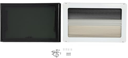 Fenêtre à fermeture éclair, fenêtre basculante RV, fenêtre coulissante pour caravane 500 x 300 mm, version à angle droit, avec moustiquaire et pare-soleil, pour camping-car, caravane, camping-car