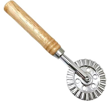 Rotella la pasta, Rotella per ravioli - Tagliapasta con bordo scanalato in acciaio inossidabile e manico in legno | Strumento per piegare ravioli, taglierina a rullo per pasta per realizz