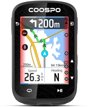 COOSPO Color Touchscreen GPS Bike Computer CS600, Wireless IPX7 Waterproof Cycling GPS Speedometer with Bluetooth/ANT+, Backlight Route Navigation, Support Bike Radar & 36H Battery Life