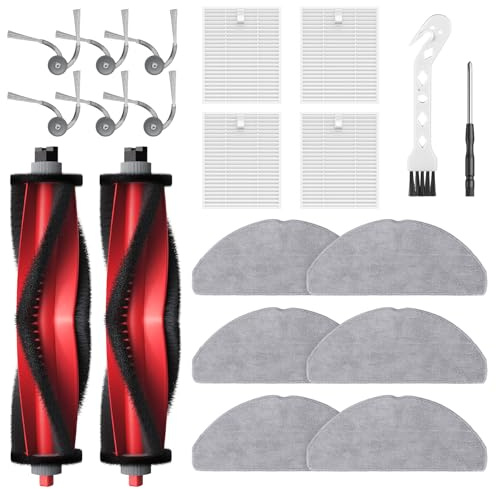 20 Stück Ersatzteile für Roborock Q7 M5/Q7 M5+/Q7 L5/Q7 L5+ Saugroboter | 2 Rollenbürste, 4 HEPA-Filter, 6 Wischtücher, 6 Seitenbürsten, 1 Reinigungsbürste (Nicht für Q7/Q7 MAX)