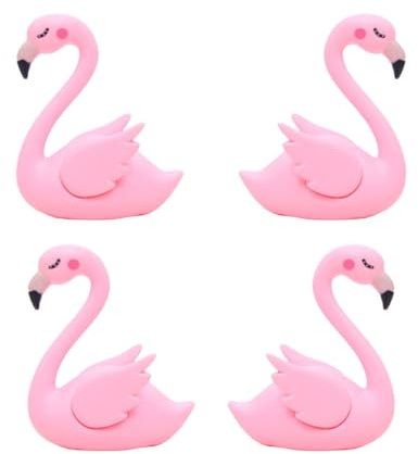 Veemoon Décorations de Gâteaux Flamant Rose en Plastique Lot de 4 Pièces Ailes Déployées Ornement de Gâteau et Décoration Voiture pour Fête Anniversaire