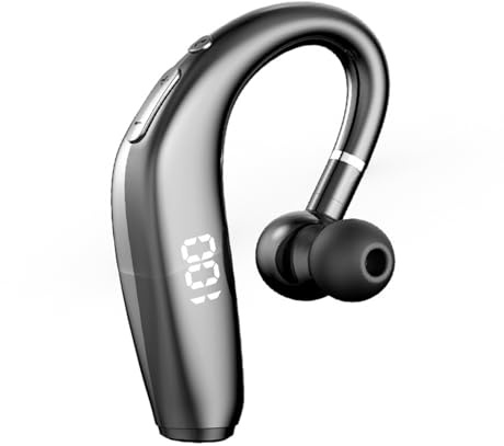Wireless Handsfree Bluetooth Phone Earpiece Single In Ear Piece Hands Free Headset with Noise Cancelling Mic Headphones IPX5 Waterproof Earphones HD Call for Business Work Trucker Driver Driving