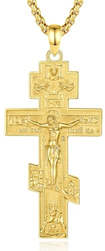 AEONSLOVE Wundertätige Medaille Silber 925 Orthodoxes Kreuz Kette für Herren Damen, Erzengel Michael Halskette Heiliger Benedikt/Jungfrau Maria/Raphael/Metatron Anhänger, Religiöse Schmuck