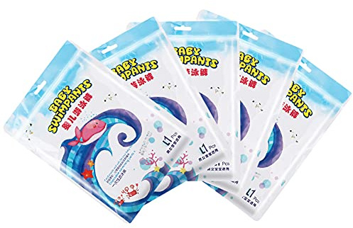 Yinhing 5 Pièces Couche de Natation pour bébé Jetable élastique Anti-fuite Douce Confortable avec Tour de Taille à 360 Degrés et Couche D'absorption Intérieure pour bébé Fille et Garçon 9 (Taille L