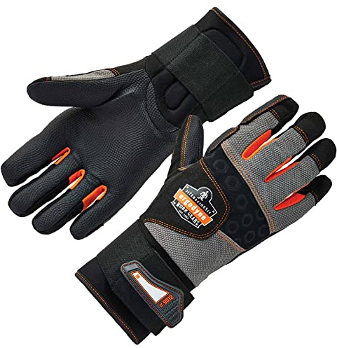 Ergodyne ProFlex 9012 ANSI/ISO-certifierade anti-vibrationshandskar + handledsstöd M svart, medium