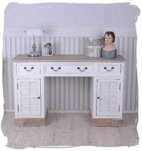 PALAZZO INT Schreibtisch Landhausstil Computertisch Weiss Schreibmöbel Shabby Chic