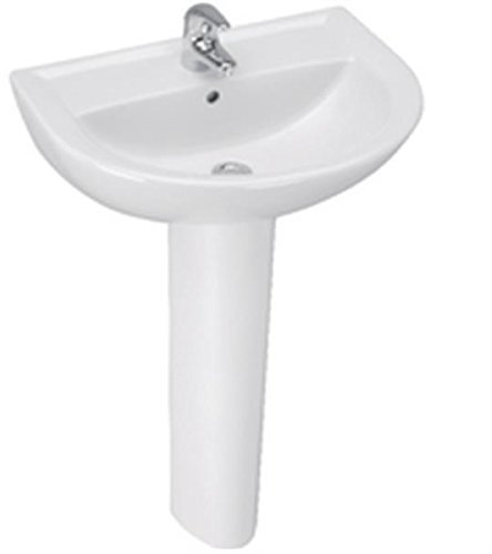 Lavabo ULYSSE 2 60x47cm en grès avec trop-plein, blanc Réf P125601