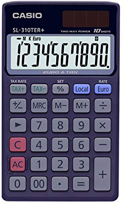 CASIO Taschenrechner SL-310TER+, 10-stellig, Steuerberechnung, Währungsumrechnung, Solar-/Batteriebetrieb