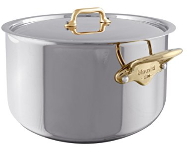 Mauviel1830 M'Cook Stewing Pan with Bronze Frame and Lid, Stainless Steel, stainless steel, 20 cm