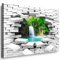 Julia-Art Bilder - Mauerloch 40 x 30 cm Leinwandbild XXL Wandbild Wanddeko modern Kunstdruck Wasserfall 47wl1