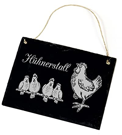 Hühnerstall - Schild aus Schiefer 22 x 16 cm Schiefertafel Türschild