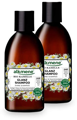 alkmene Glanz Shampoo mit Bio Kamille - Haarshampoo für stumpfes & sprödes Haar - veganes Shampoo ohne Silikon, Parabene, Mineralöl, SLS & SLES - Haarpflege im 2er Vorteilspack (2x 250 ml)