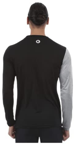 Kempa Herren Core 2.0 langærmet skjorte Herren Langarmshirt, Schwarz/Dark Grau Melange, S EU