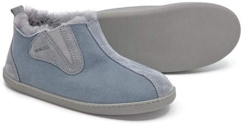 Vanuba Handgemacht Lammfell Warme Hausschuhe Damen Winter Kuschel Pantoffeln Geschlossen Hüttenschuhe
