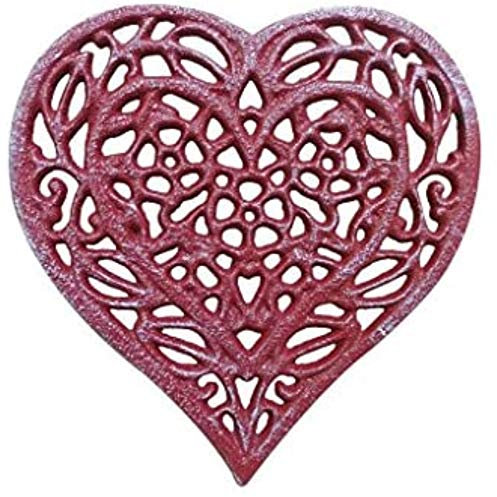 Handarbeit Modell Schiffe Rustikal Rot Weiß gekalktem Untersetzer Gusseisen Herzform 7 – Deko Untersetzer -