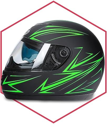 Integralhelm Mit Sonnenblende Schwarz-Grün Matt 57-58 Motorradhelm Klapphelm