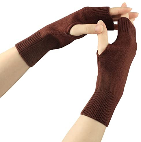 Larcele Kaschmir Damenwärmer Fingerlose Handschuhe BZST-02 (Kaffee)