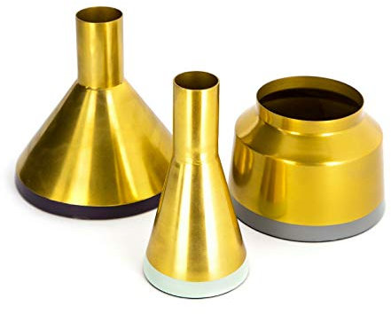 Vasen 3er Set Culture 140 Dekoration Rund Deko Vase Gold Mint Pflaume Grau