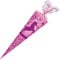Nestler 5708575s - Schultüte Einhorn, 70 cm, rund, mit Flockdruck und Textilborte, Verschluss aus Organza