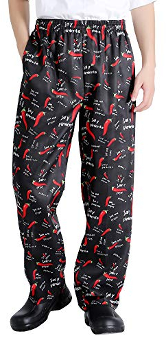 Pantalones de cocina para hombre y mujer con estampado holgado, uniformes de cocina con cintura elástica, pantalones de trabajo para restaurante