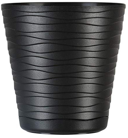 Home Garden Ornaments Tedi Plant Pots Indoor – Indoor Plant Pot with Drainage Holes and Integrated Saucer, Plastic Flower Pots (Diameter: 25cm, Colour: Black)