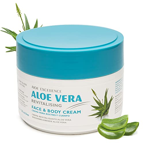 ALOE EXCELLENCE – Aloe Vera Revitalisierende Gesichts- und Körpercreme | Tägliche Hautpflege | Feuchtigkeits- und Regenerationscreme | 100% Natürlich, Hergestellt auf den Kanaren | 300 ml