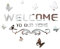 Welcome to Our Home Acrylic Mirror Wall Stickers Sign Letters with Butterfly and Vine, Removable Mirror Wall Decals, Art Murals for Living Room, Door, Porch Decoration (Silver)