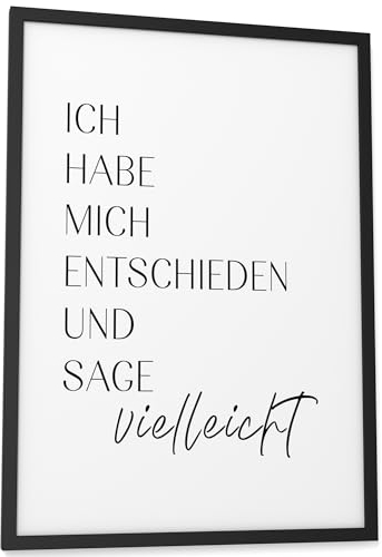 Papierschmiede® Bilder Home Kunstdruck mit Rahmen A3 (30x42 cm) Spruch Poster Zuhause Schrift Bild Wanddeko in schwarz weiß, Sprüche für Wohnzimmer Büro Küche, Vielleicht