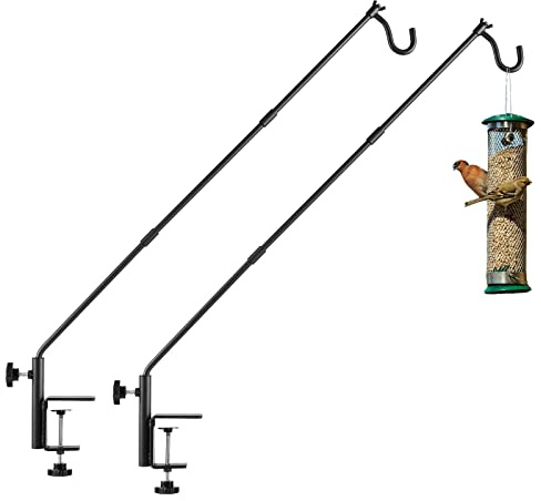 ULIOK 2 Stück robuste Zaundeckhaken 78.9 cm für Vogelfutterstation, verlängert, verstellbar, um 360 Grad drehbar, solide Stange, Pflanzenhalterung, Windspiel, unmontiert