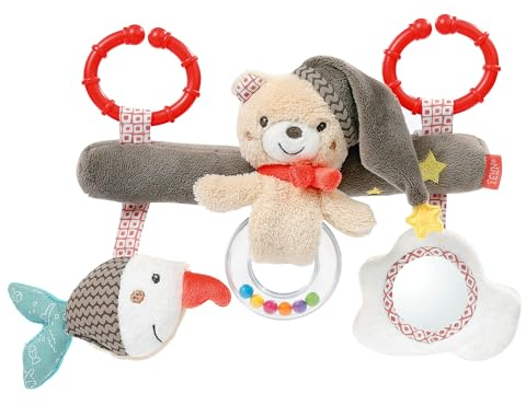 Fehn Activity-Trapez Bruno - Flexibles Baby Spieltrapez für Kinderwagen, Babybett und Babyschale - Stoff-Lernspielzeug zur Förderung des Greifsinns und der Motorik - Für Babys & Kinder ab 0+ Monaten