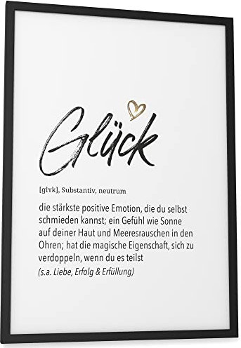 Papierschmiede® Herz Definition: Glück, DIN A3 (ca. 30x42 cm), Poster für Wohnzimmer, Schlafzimmer, Wandbild Wanddeko Geschenk Geburtstag Jubiläum - ohne Rahmen