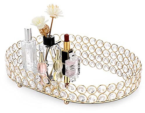 Hipiwe Plateau décoratif en cristal pour bijoux (ovale 35 x 25 cm)