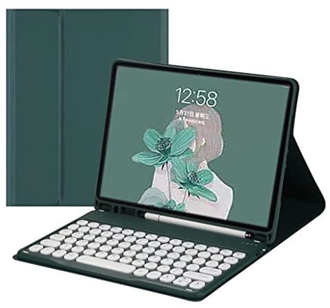 QIYIBOCASE Cute Keyboard Case for iPad Pro 11 2022 4th/3rd/2nd Generation,Round Keys Detachable Magnets Bluetooth Keyboard Case with Pencil Holder for Girly Women,Teal