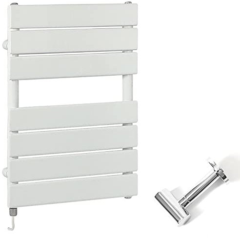 Milano Lustro 400W White Flat Panel Electric Heated Towel Rail Cable Cover - 600mm x 400mm
