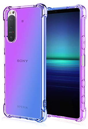 HUANGTAOLI Case for Sony Xperia 5 II, Airbag Drop Protection Gradient Color Bumper Phone Case Purple/Blue